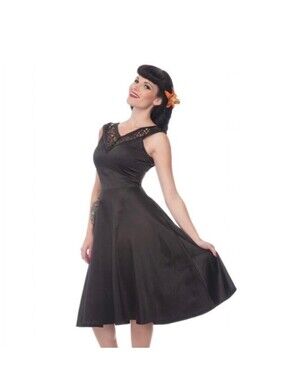 VooDoo Vixen Black Satin Swing Dress